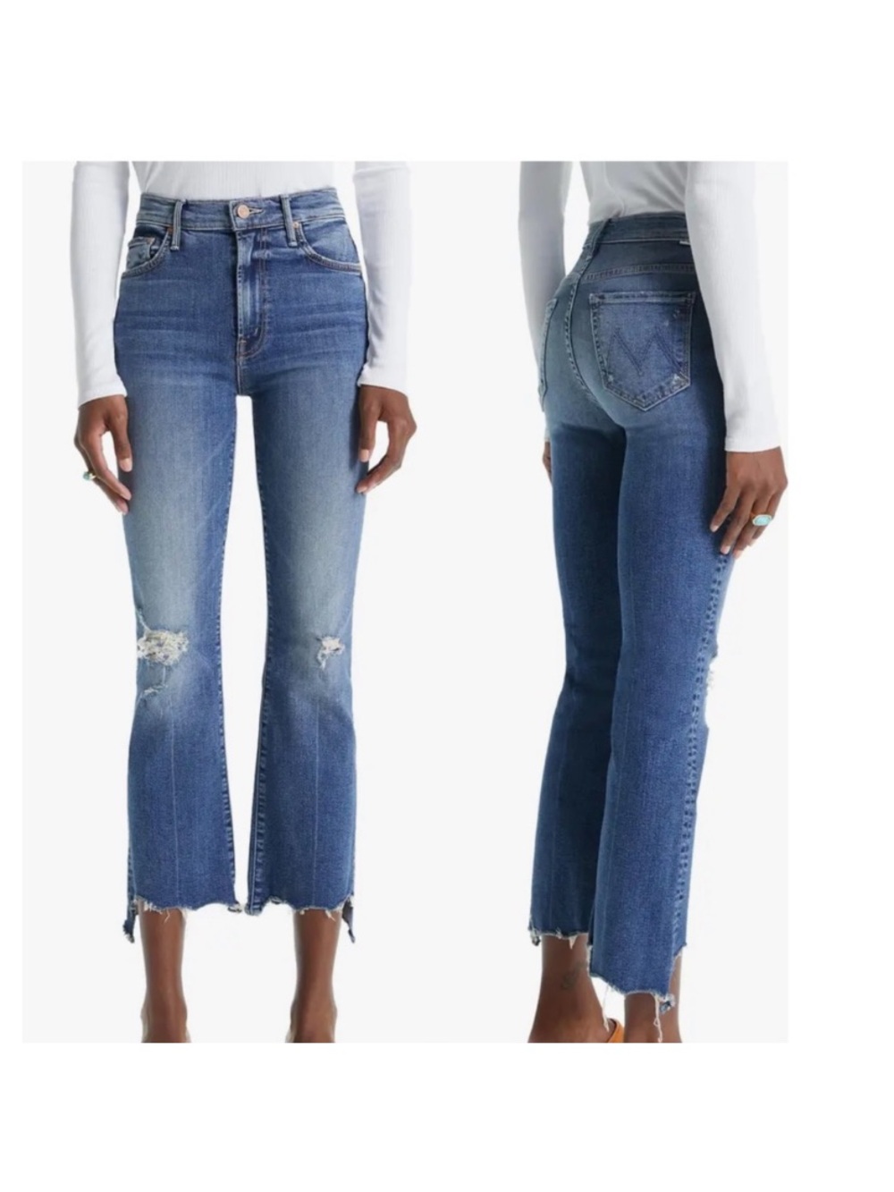 MOTHER THE INSIDER HIGH WAIST CROP STEP CHEW HEM JEANS DANCING ON COALS SIZE 26
